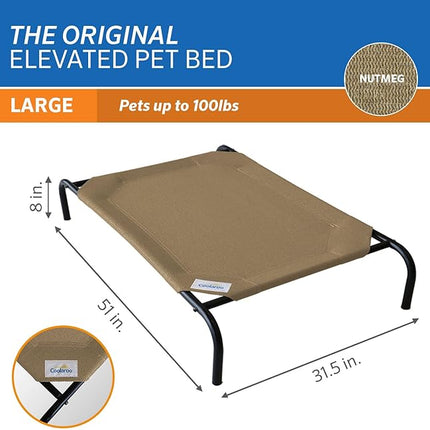 Coolaroo Original Elevated Dog Bed - Breathable Off-The-Ground Pet Bed with Cooling Fabric, Joint Relief & Moisture-Resistant Fabric, 100% Recyclable, Easy Clean, Nutmeg, Large