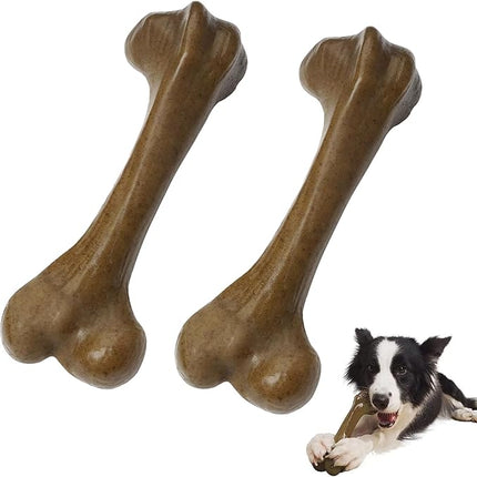 Aggressive Dog Chew Toys - Nylon Bones, Indestructible, Durable Teething Toys for Medium Large Dogs, Extreme Chew Toys, Beef Flavor (2pcs)