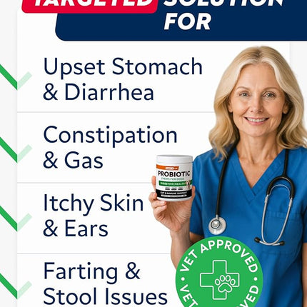 STRELLALAB Dog Probiotics for Digestive Health & Enzymes - Diarrhea, Gas, Upset Stomach Relief & Season Allergy - Pet Probiotics for Dogs- Chews for Digestion - Gut Health for Dogs (60Ct)