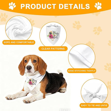 Big Sister Pregnancy Announcement Dog Bandana, Gender Reveal Photo Prop Pet Scarf Decorations Accessories, Pet Scarves Dog Lovers Owner Gift