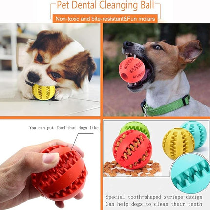 Sunglow 2 Pack Dog Toy Ball，Nontoxic Bite Resistant Teething Toys Balls for Small/Medium/Large Dog and Puppy Cat, Dog Pet Food Treat Feeder Chew Tooth Cleaning Ball Exercise Game IQ Training Ball
