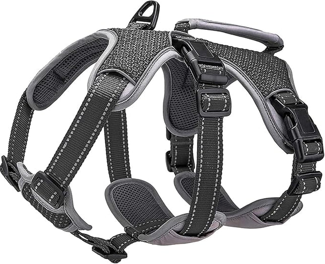 BELPRO Multi-Use Support Dog Harness, Escape Proof No Pull Reflective Adjustable Vest with Durable Handle, Dog Walking Harness for Big/Active Dogs (Black, L)