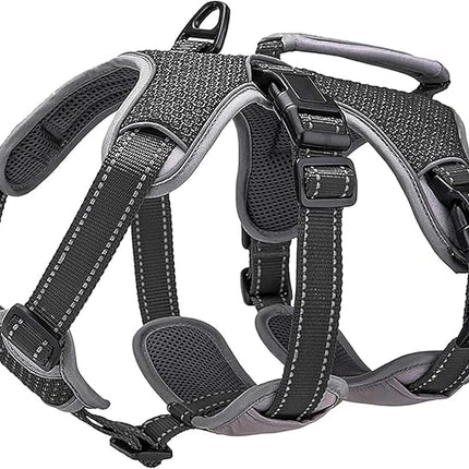 BELPRO Multi-Use Support Dog Harness, Escape Proof No Pull Reflective Adjustable Vest with Durable Handle, Dog Walking Harness for Big/Active Dogs (Black, M)
