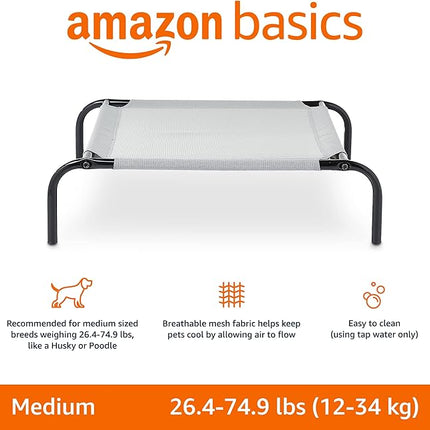 Amazon Basics Breathable Cooling Elevated Dog Bed with Durable Metal Frame, Medium, 43 x 26 x 7.5 Inch, Grey