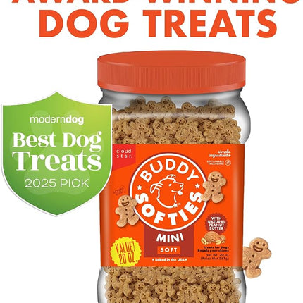 Buddy Softies Soft & Chewy Dog Treats, Peanut Butter, 20 oz. Jar