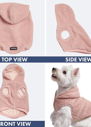 Spark Paws Fleece Dog Jacket, Hooded Sweater Vest, Warm Coat for Winter - Suitable for Small Medium Large XL XXL Breeds - Pink - XL