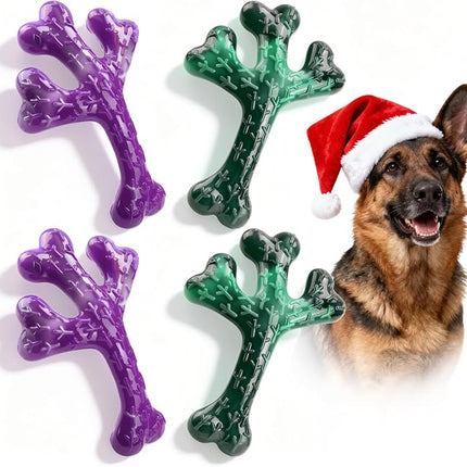 Dog Chew Toys for Aggressive Chewers: Dog Chew Toys 4 Pack Beef Flavored Indestructible Toy for 20-70 lbs Medium and Large Dogs, Tough Nylon Chew Bone & Easy to Clean, Keeps Dogs Busy