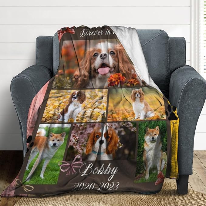 Artsadd Custom Dog Memorial Gifts for Loss of Pet Cat, Personalized Dog Memorial Blanket with Photos, Pet Memorial Gifts, Pet Loss Gifts, Pet Memorial Throw Blanket, Gifts for Pet Cat Lovers