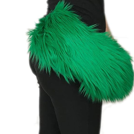 Bianna Creations Long Faux Fur Animal Luxury Tail, Cosplay Fursuit Fursona,Costume Dress Up Pet Play Furry Accessory (30", Emerald Green)