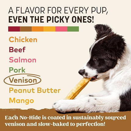 Earth Animal No Hide Chews - Long Lasting Rawhide Free Medium Dog Chews Rolls, Venison - 6 Count