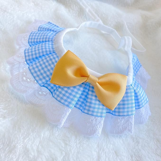 2PCS Dog Cat Collar Blue Plaid Pet Bib Cute Scarfs Necklace Neck Strap for Pet Costume Supplies