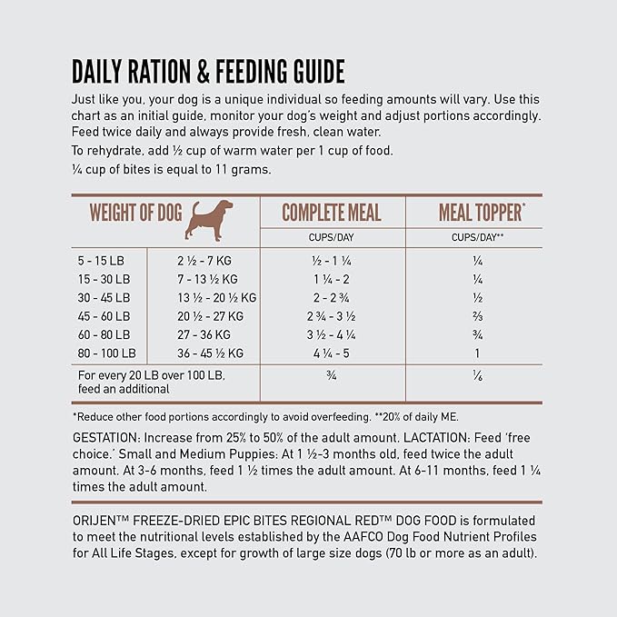 ORIJEN Epic Bites Freeze-Dried Dry Dog Food Regional Red Recipe 6oz Bag