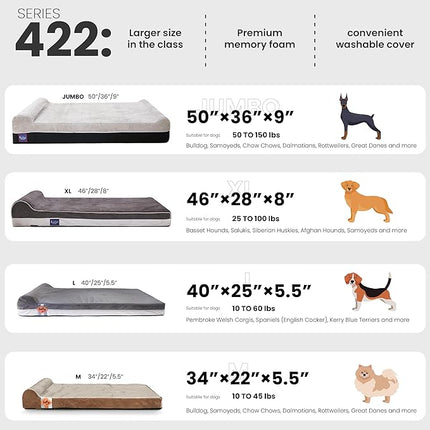 Laifug Orthopedic Memory Foam Dog Bed with Durable Water Proof Liner and Removable Washable Cover (Large (34"x22"x5.5"), Brown)