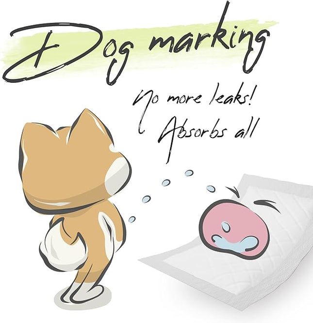 WICKEDPUP Dog Diaper Liners Booster Pads for Male and Female Dogs, 100ct | Disposable Diaper Inserts fit Most Reusable Pet Belly Bands, Wraps, and Washable Period Panties (Long (100 Count))