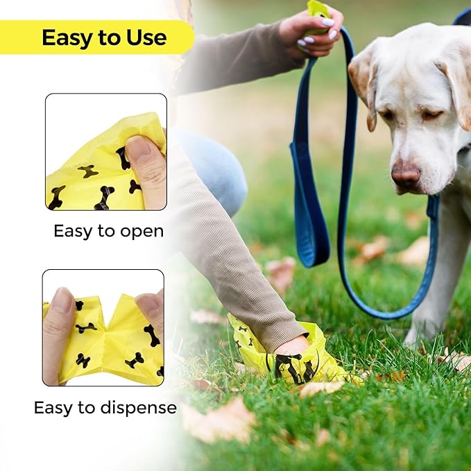 Dog Poop Bag Rolls - 300 Bags - Lemon Scented Compostable Puppy Poop Bags - Corn Starch Blend - Biodegradable & Leak Proof Extra Thick Dog Waste Bags - Poop Bags for Dogs Pet Supplies