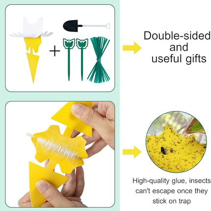 60 Pack Fruit Fly Trap, Fungus Gnat Trap Killer Protect Plants Indoor Outdoor, Double Sided Yellow Bug Sticky Traps for Fungus Gnat, Fruit Fly and Other Insects