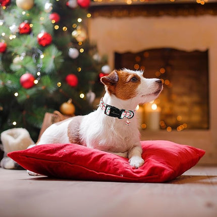 ARING PET Christmas Dog Collar-Cute Green Santa Claus Dog Collars, Adjustable Christmas Pet Collars Puppy Collar with Quick Release Buckle for Girl&Boy Dogs