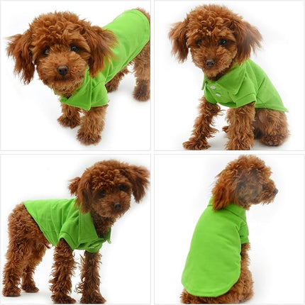 lovelonglong Basic Dog Polo Shirts Premium Cotton, Polo T-Shirts for Large Medium Small Dogs with a Two-Button Collar Blank Color Green XS