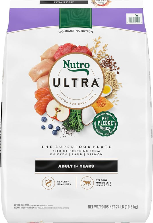 Nutro Ultra Adult Dry Dog Food with a Trio of Proteins from Chicken, Lamb and Salmon, 24 lb Bag