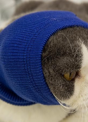 Cat Hematoma Ear Wrap,Cat Ear Wrap Anxiety Relief – Noise Canceling for Fireworks, Thunderstorms, Pet Grooming & Force Drying Blue S