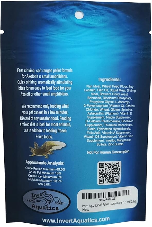 Soft Pellets for Axolotls - Moist Sinking Diet for Axolotl, Newts, Salamanders & Other Small Amphibians (1.5 oz (42.5g))