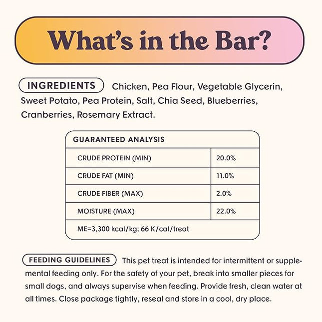 Superfood Dog Treats Salmon, Chicken or Beef Jerky Bars - Dog Treats for Snacks and Training – Made in USA - No Corn, Wheat or Soy – Poultry Free (5 Ounces, Chicken)