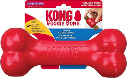 KONG Goodie Bone - Classic Durable Natural Rubber Dog Bone, Supports Mental Engagement - Treat Dispensing - Red - for Extra Large Dogs