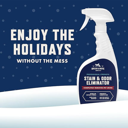 Rocco & Roxie Supply Co. Stain & Strong Odor Eliminator, Enzyme Cleaner, Pet Odor Eliminator for Home - Carpet Stain Remover for Cats & Dog Pee - Urine Destroyer - Carpet Cleaner Spray Clear, 32 Fl Oz