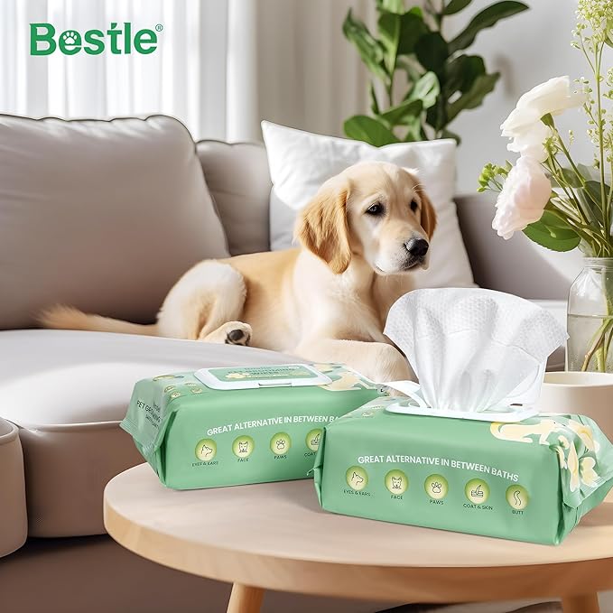 Dog Wipes, 100 Count Pet Grooming Wipes, Conditioning Shine Coat, Cleaning and Deodorizing, Pet Wipes for Dogs & Cats, for Sensitive Skin (Jasmine)