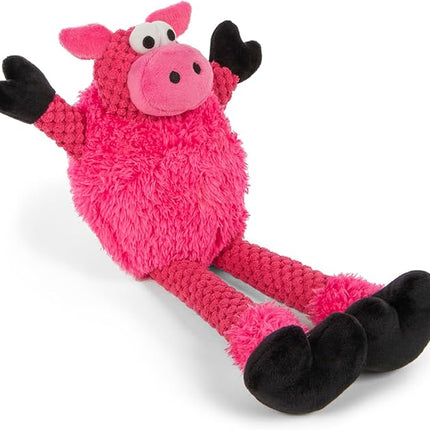 goDog Checkers Just for Me Skinny Pig Squeaky Plush Dog Toy, Chew Guard Technology - Pink, Mini