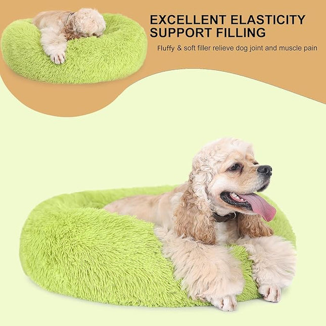 Calming Dark Gray Dog Bed for Medium Dogs - 30 Inch Washable Anti-Anxiety Bed