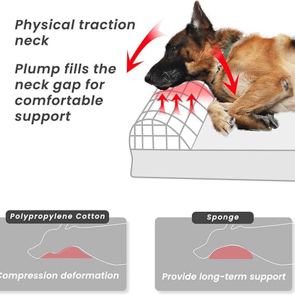 Laifug Orthopedic Memory Foam Extra Large Dog Bed with Pillow and Durable Water Proof Liner & Removable Washable Cover & Smart Design (Large (40"x25"x5.5"), Grey)