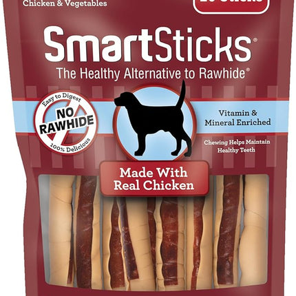 SmartBones SmartSticks, Treat Your Dog to a Rawhide-Free Chew Made With Real Chicken and Vegetables, 10 sticks