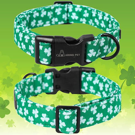 ARING PET St Patrick's Day Dog Collar, Cute Green Clovers Pet Collars with Quick Release Buckle for Puppy Small Medium Large Boy Girl Dogs-XS