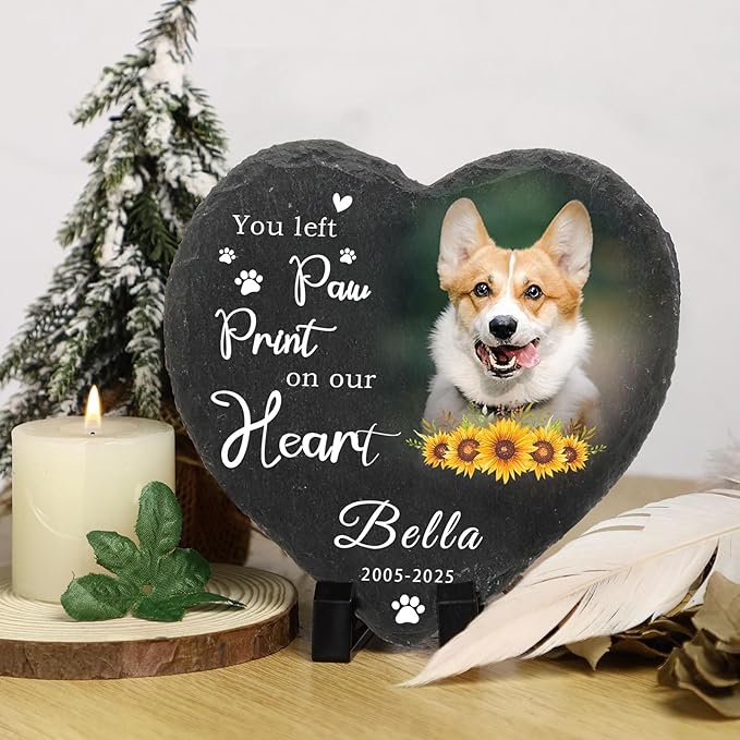 Dog Memorial Gifts for Loss of Dog Cat,Personalized Pet Memorial Stone with Photo Name,Custom Pet Remembrance Gifts,Cat Memorial Sympathy Gift,Dog Passing Away Gifts,Memorial Plaques for Dogs