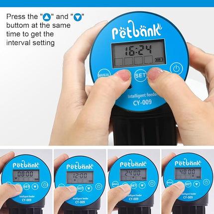 Automatic Fish Feeder for Aquarium - Rechargeable Fish Food Auto Dispenser Vacation Turtle Feeder with USB Charger Cable，LCD Screen, Customized Schedule (Blue)