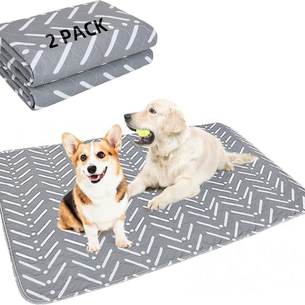PUPTECK Reusable Dog Pee Pads, 2 Pack Non-Slip Washable Waterproof, Fast Absorbing Puppy Pads Whelping Mat, for Couch, Crate, Potty Training 36" x 41"
