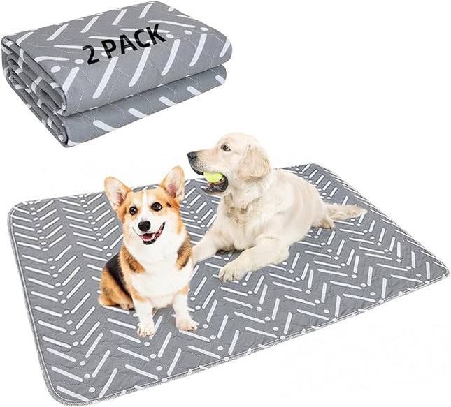 PUPTECK Reusable Dog Pee Pads, 2 Pack Non-Slip Washable Waterproof, Fast Absorbing Puppy Pads Whelping Mat, for Couch, Crate, Potty Training 36" x 41"