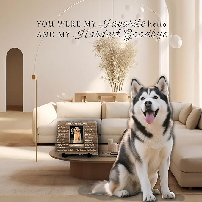 Personalized Pet Memorial Stone, Custom Dog Memorial Gifts for Loss of Dog with Photo Name Date, Dog Remembrance Gift, Loss of Dog Sympathy Gift for Dog Cat Lovers (Quote 18)