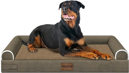 Large Dog Bed Orthopedic Washable: Beds Bolster XL Bed Large Big Dogs Memory Foam Couch Sofa Waterproof with Removable Cover - Brown