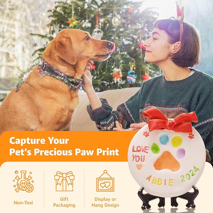 LOOBANI 3packs Dog Paw Print Ornaments Kit,DIY Pet Footprint Memorial Impression Keepsake for Puppy and Cats Owners with Light Clay & Deluxe Tool Set (Dog Paw Ornament Kit-3packs)