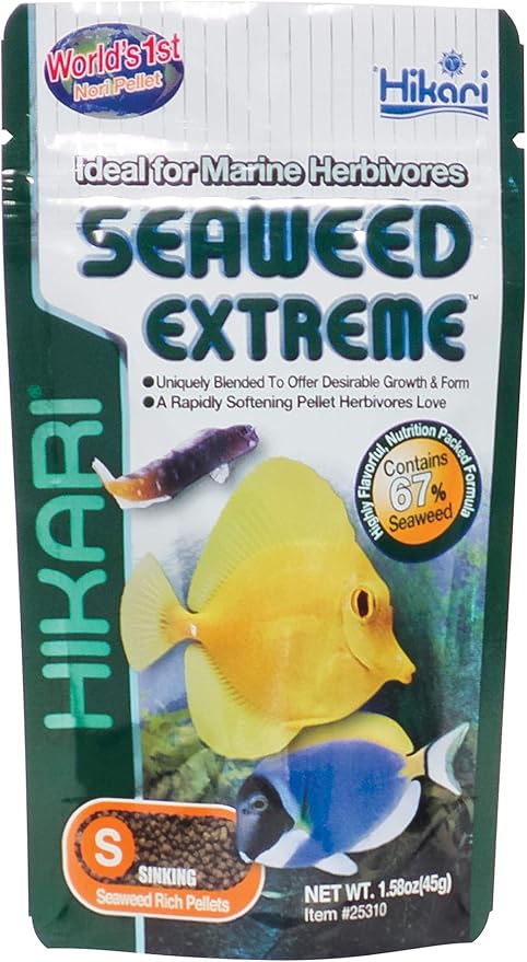 HIKARI Seaweed Extreme Floating Seaweed Rich Pellets for Smaller Marine Herbivores 1.58oz (45g)
