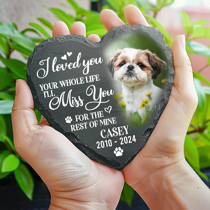 Personalized Dog Memorial Gifts for Loss of Dog, Custom Photo Pet Stone, Personalized Memorial Gifts for Pet Loss, Gift for Cat Lovers, Stones for Dogs, Cemetery Decorations for Grave Q5