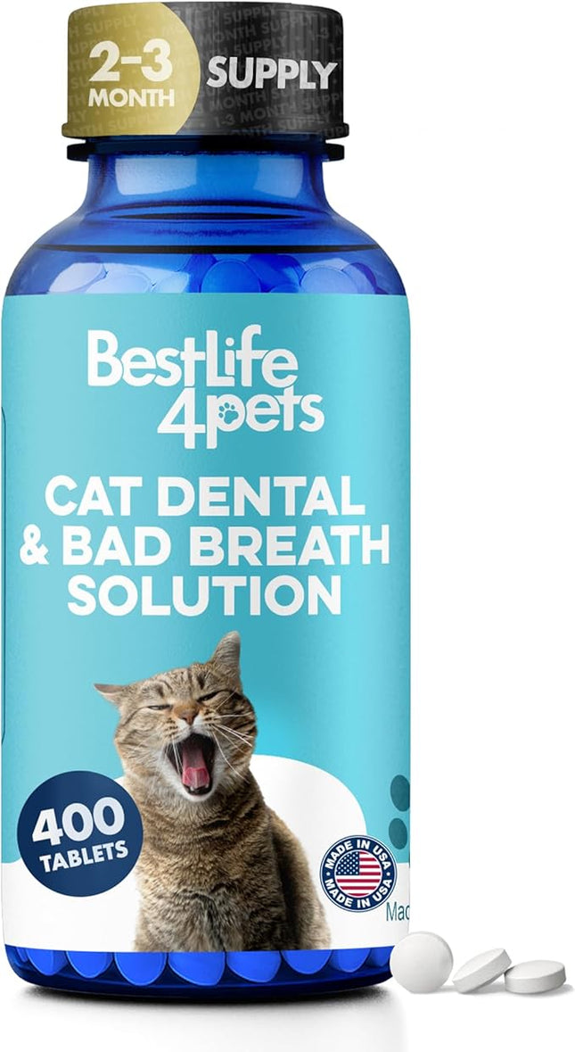 Cat Bad Breath & Oral Health Remedy, Natural Dental Care Cats Teeth, Mouth and Gums, Easy to Use Daily Supplement for Stomatitis, Gingivitis, Plaque & Tartar Control for Cats, 800 Small Pills