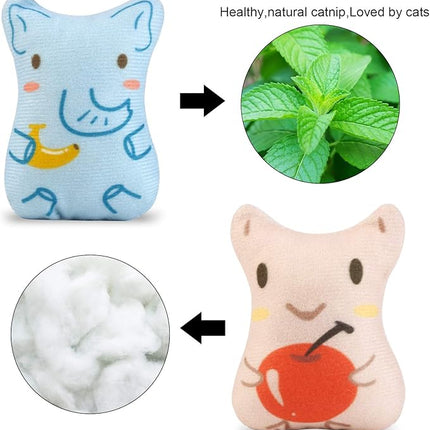 Dorakitten Catnip Toys for Indoor Cats - 5PCS Plush Cat Chew Toys Teething Interactive Catnip Filled Kitten Toy Soft Pet Toy