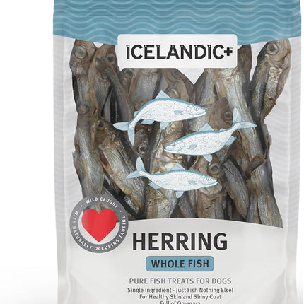 Icelandic+ Whole Fish Herring - 3oz Bag - Dog Treats, Pure Wild-Caught & Air-Dried, Single Ingredient Snack, Pet Chew, Just The Fish Nothing Else