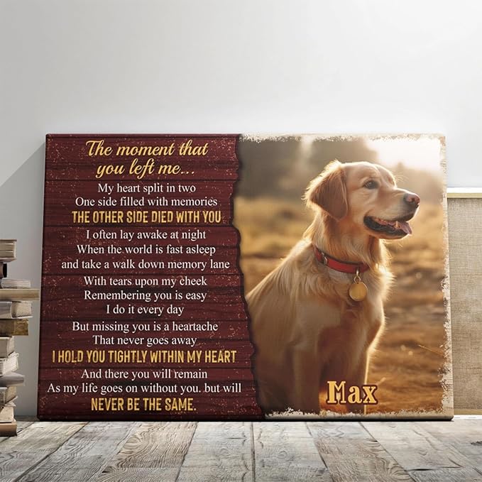 Dem Canvas Personalized Photo Canvas Prints, Dog Loss Gifts, The Moment That You Left Me, Pet Memorial Gifts, Dog Death Sympathy Gifts, Dog Cat Passing Away Loss Gift Dog Grieving Gifts (18x12)