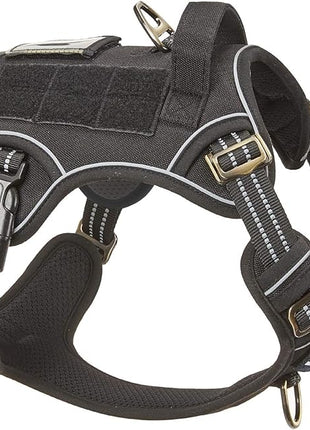 BUMBIN Tactical Dog Harness for Large Dogs No Pull, Famous TIK Tok No Pull Dog Harness, Fit Smart Reflective Pet Walking Harness for Training, Adjustable Dog Vest Harness with Handle Black L