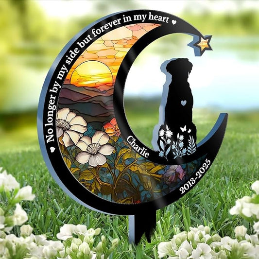Pawfect House Custom Stain Glass Style Acrylic Garden Stake, Personalized Pet Memorial Sympathy Gifts For Dogs, My Loyal Friend, My Forever Love, Garden Stake Decor, Dog Memorial Gifts For Loss Of Dog
