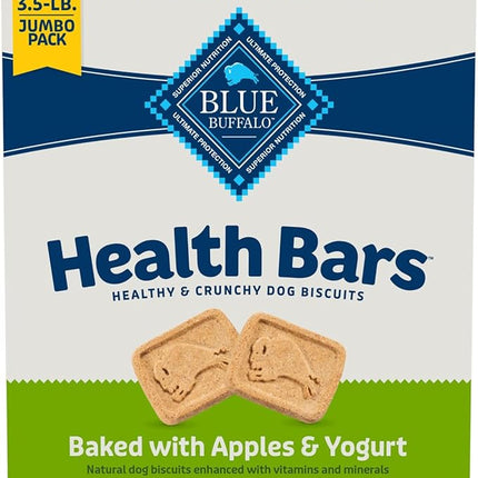 Blue Buffalo Health Bars Crunchy Dog Biscuits, Oven-Baked With Natural Ingredients, Apples & Yogurt, 3.5-lb Box